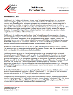 CV for Neil Broom Expert Witness in Computer Forensics Investigations in San Antonio Texas